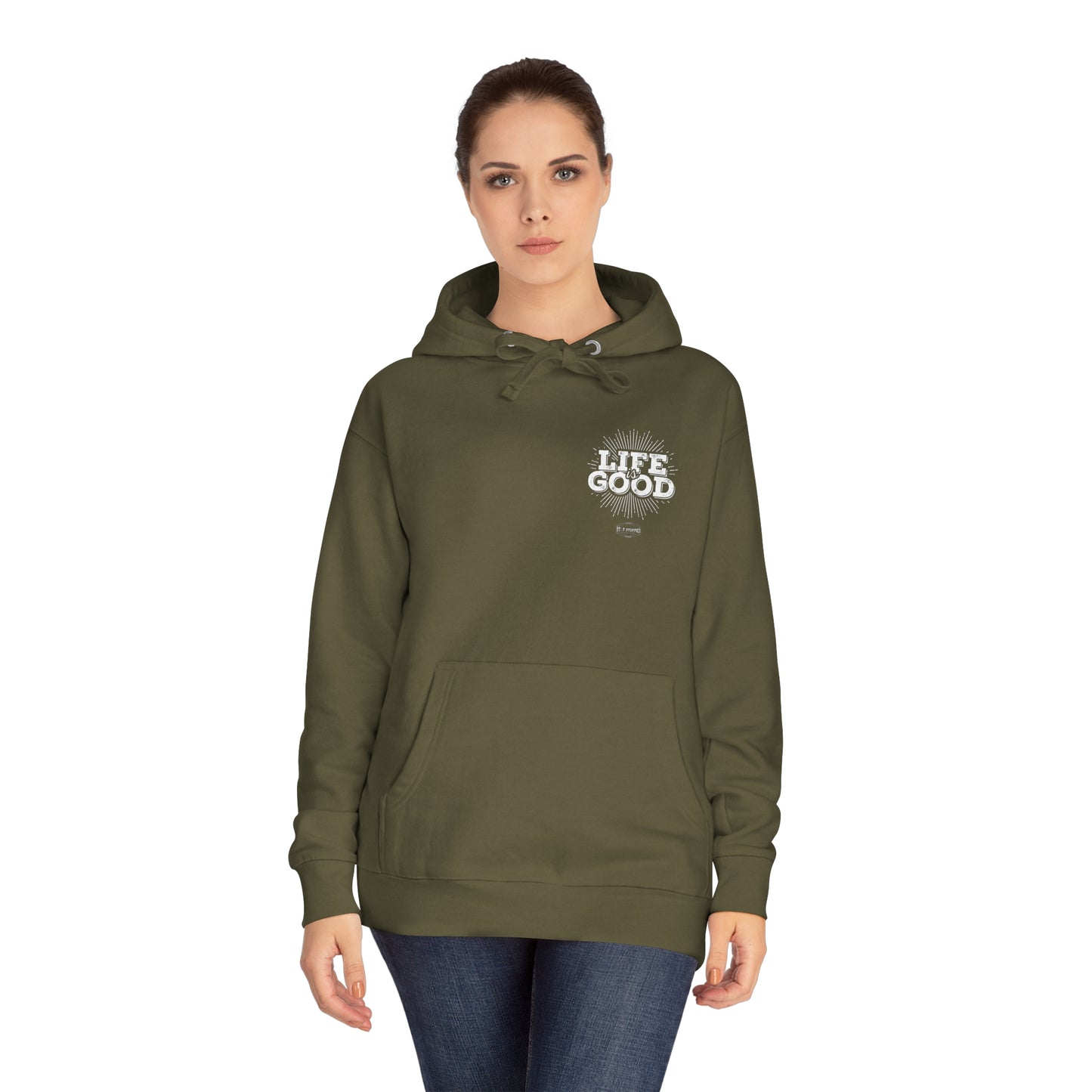 Military Green NEW LIFE IS GOOD Unisex Fleece Hoodie