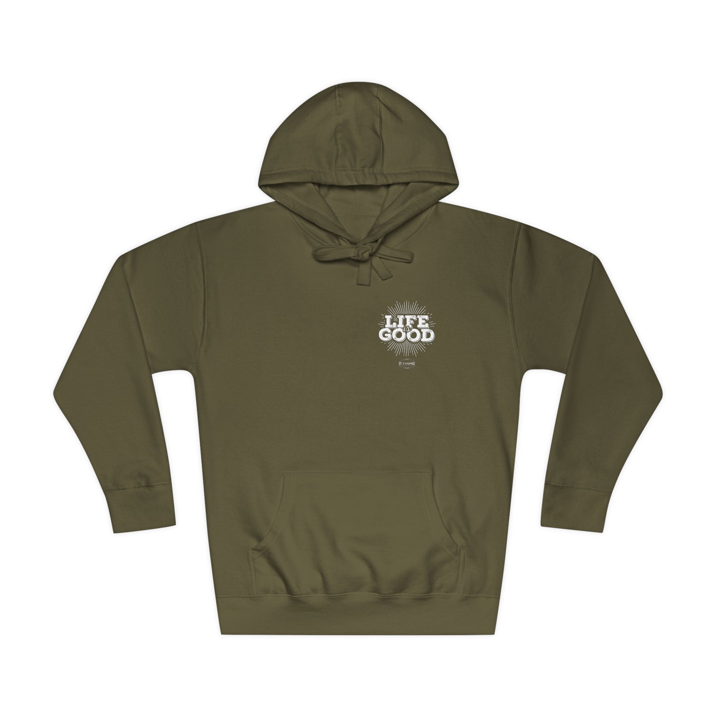 Military Green NEW LIFE IS GOOD Unisex Fleece Hoodie