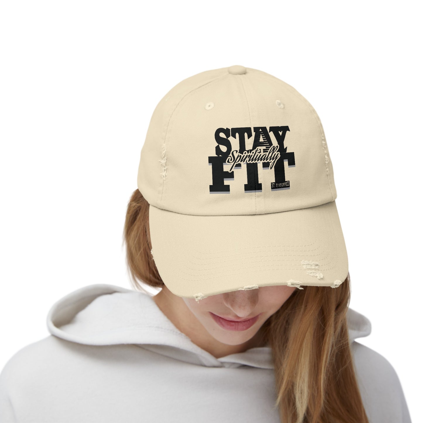 Stay Spiritually Fit Unisex Distressed Cap