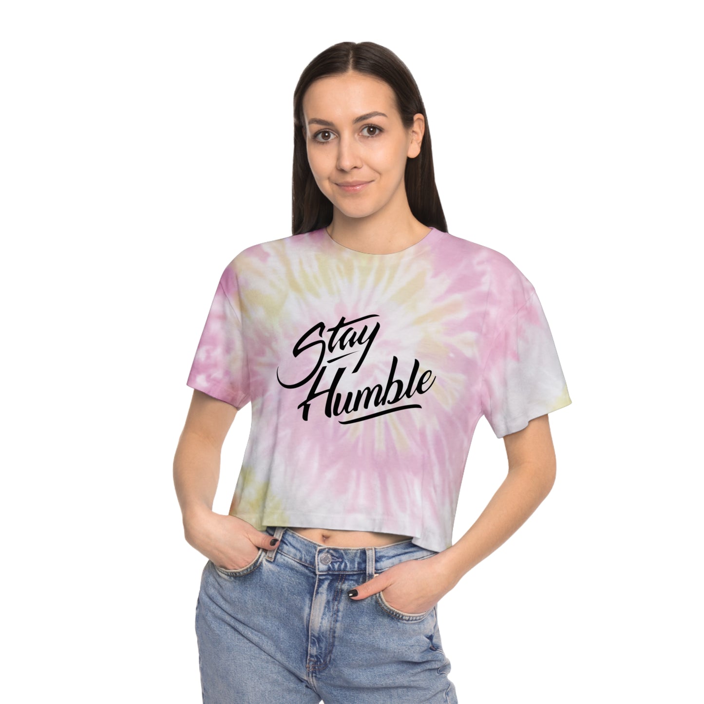 New Stay Humble Women's Tie-Dye Crop Tee