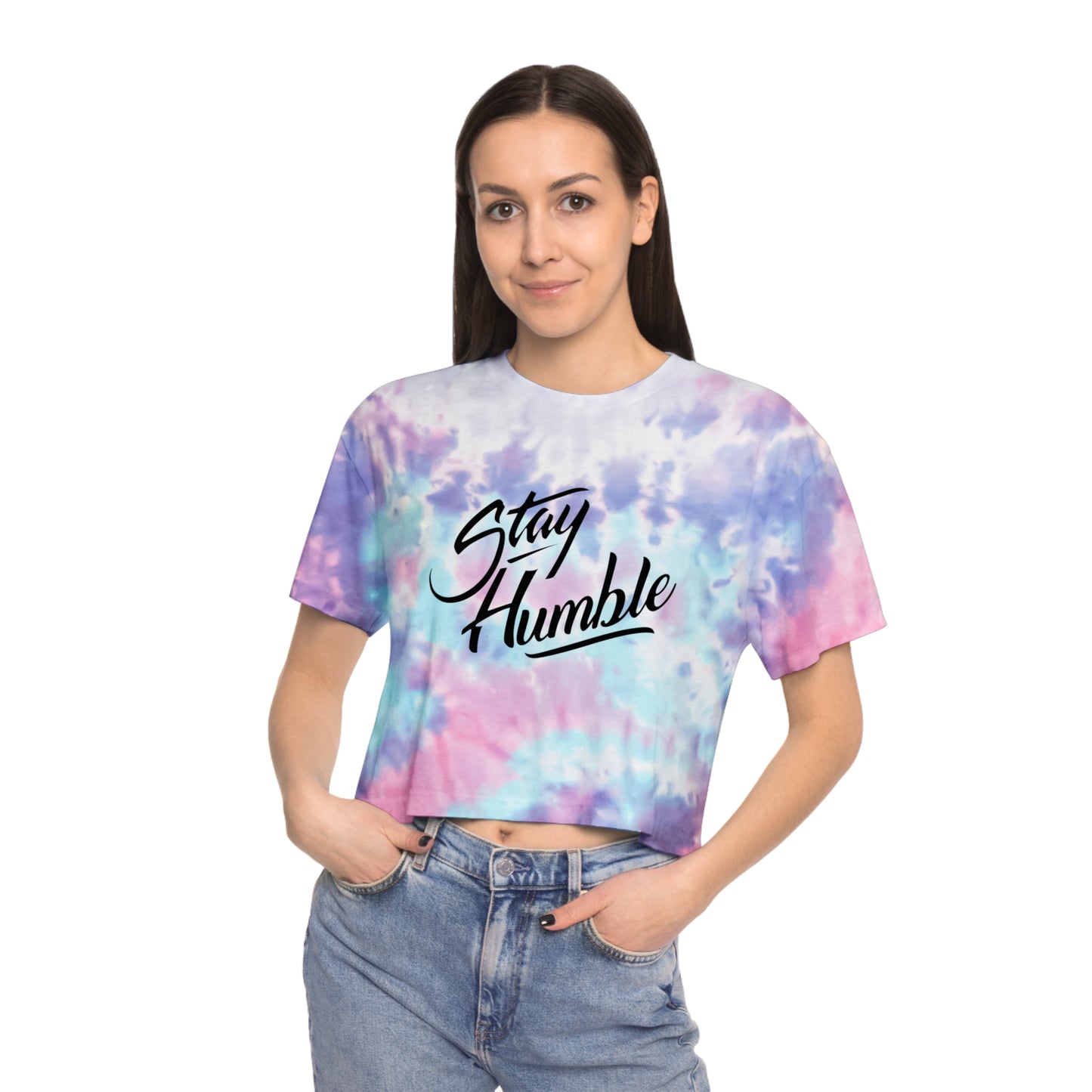 New Stay Humble Women's Tie-Dye Crop Tee