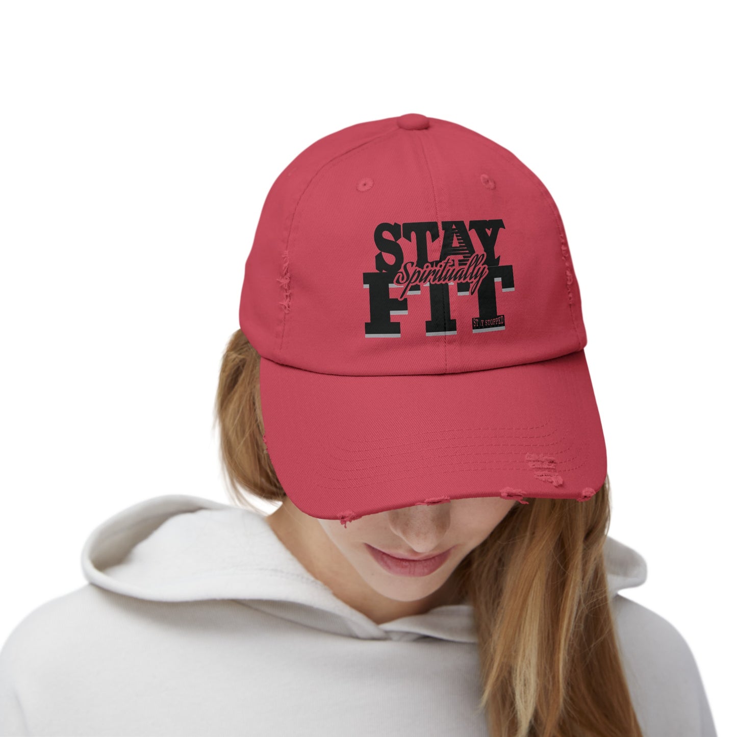 Stay Spiritually Fit Unisex Distressed Cap