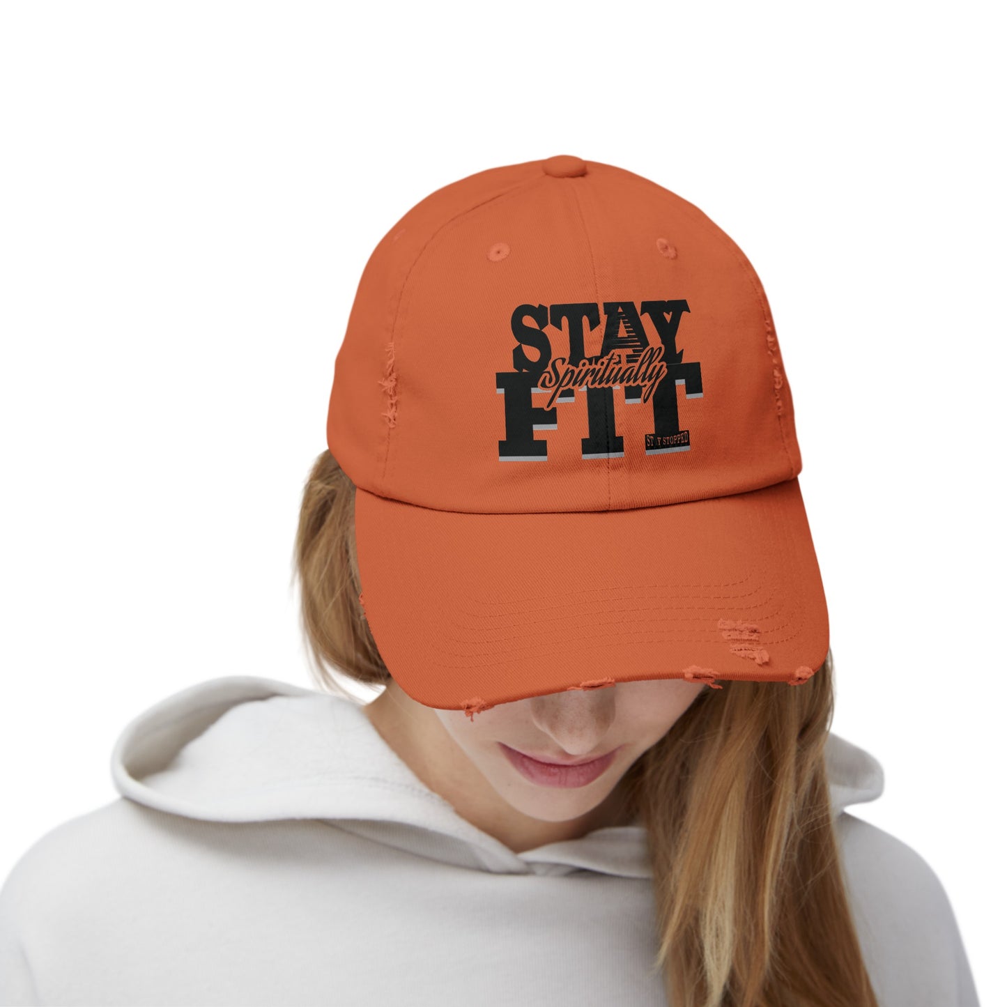 Stay Spiritually Fit Unisex Distressed Cap