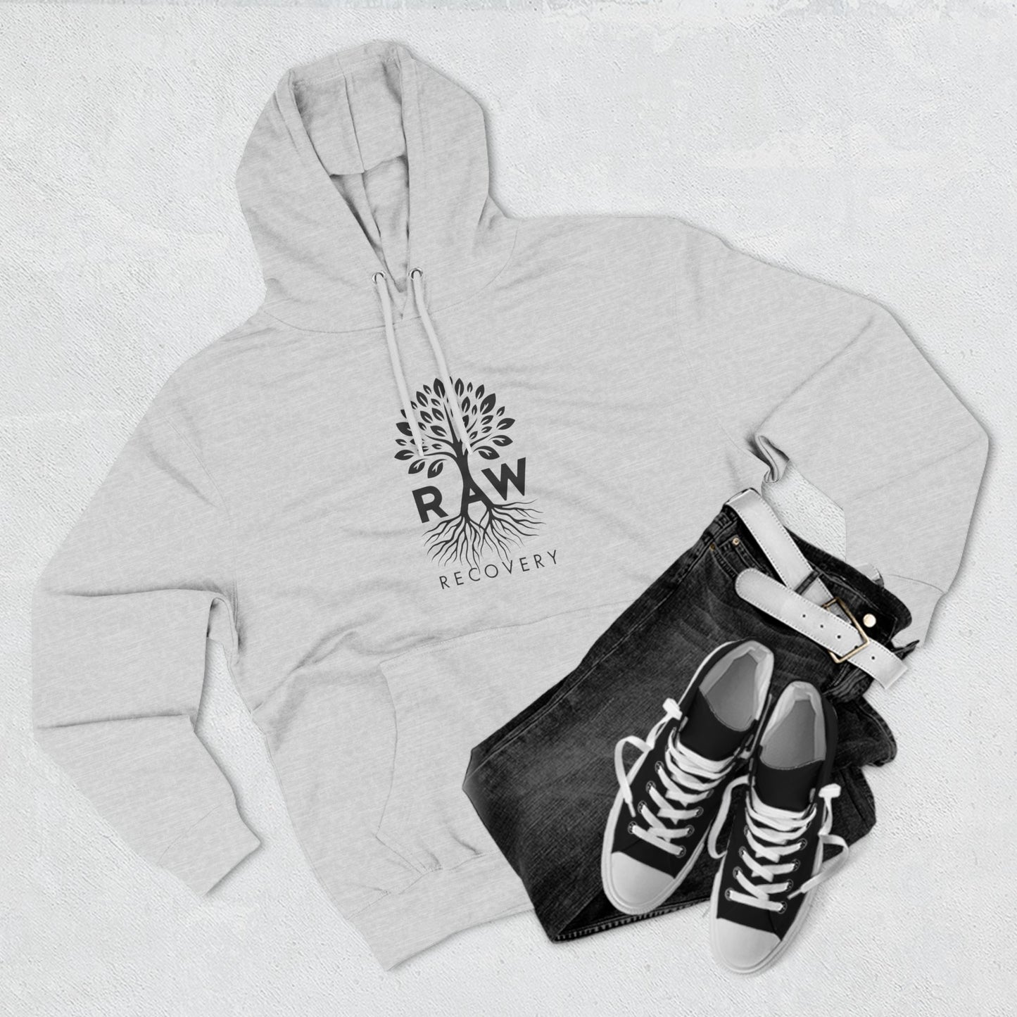 RAW RECOVERY Three-Panel Fleece Hoodie