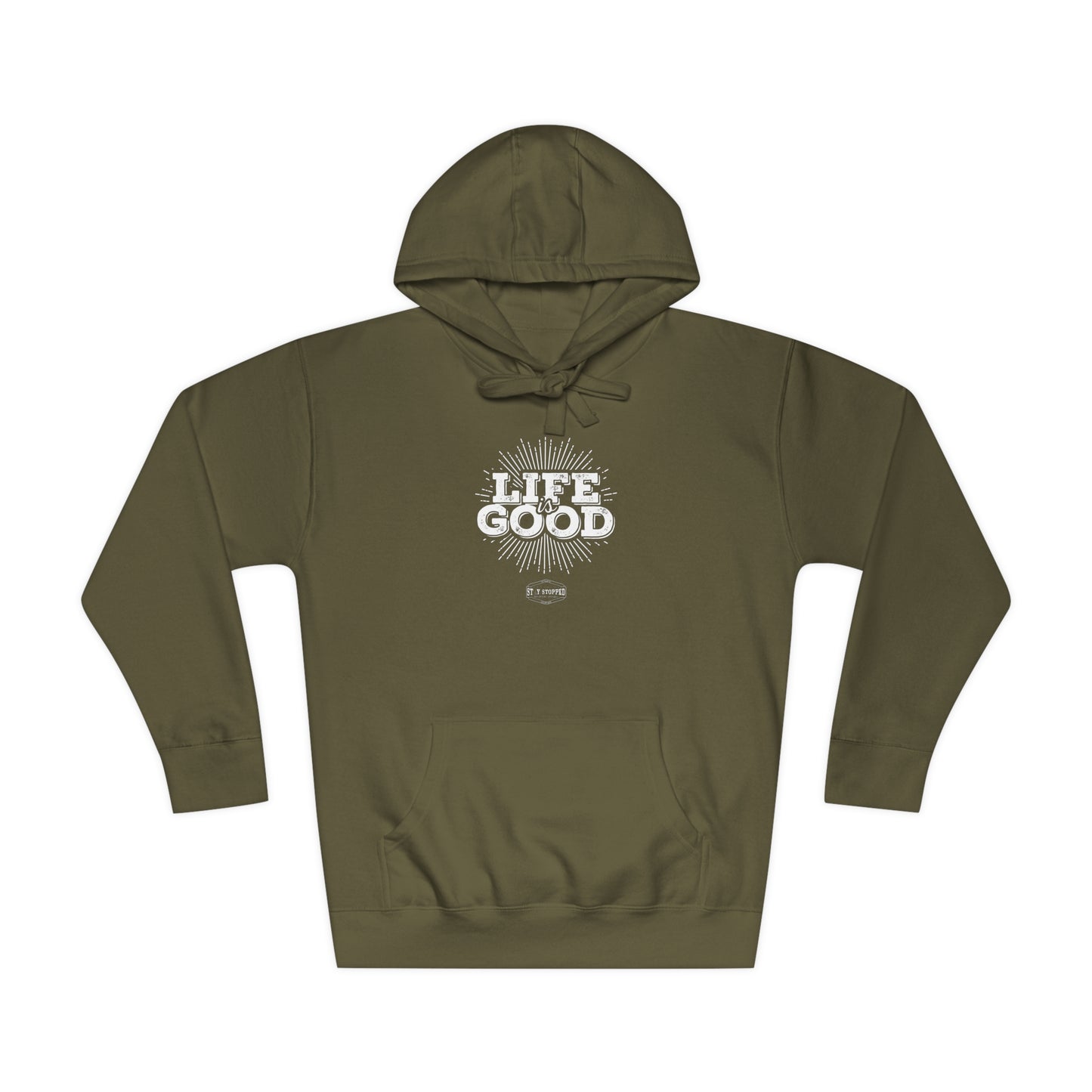 Military Green NEW LIFE IS GOOD 2 Unisex Fleece Hoodie