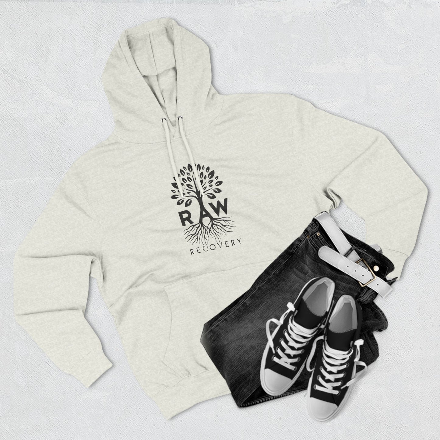 RAW RECOVERY Three-Panel Fleece Hoodie