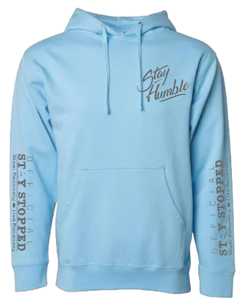 Premium 8oz heavyweight pull over HOODIE light blue STAY HUMBLE